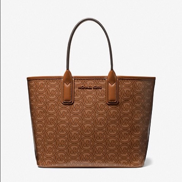 Nwt Michael Kors Jodie Small Logo Jacquard Tote Bag In Luggage/Brown Color
